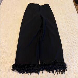 H&M Black Wide-Leg Pants with Feather Hem